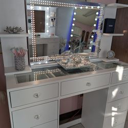 Vanity with Bluetooth and Shelves 