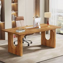 J0301 Tribesigns Office Conference Table Brown 6 -Person Conference table ( 70.89-in W x 29.53-in H )