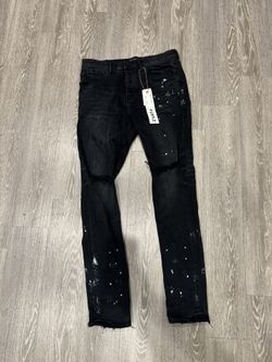 P001 Black Resin Knee Slit | Purple Jeans |