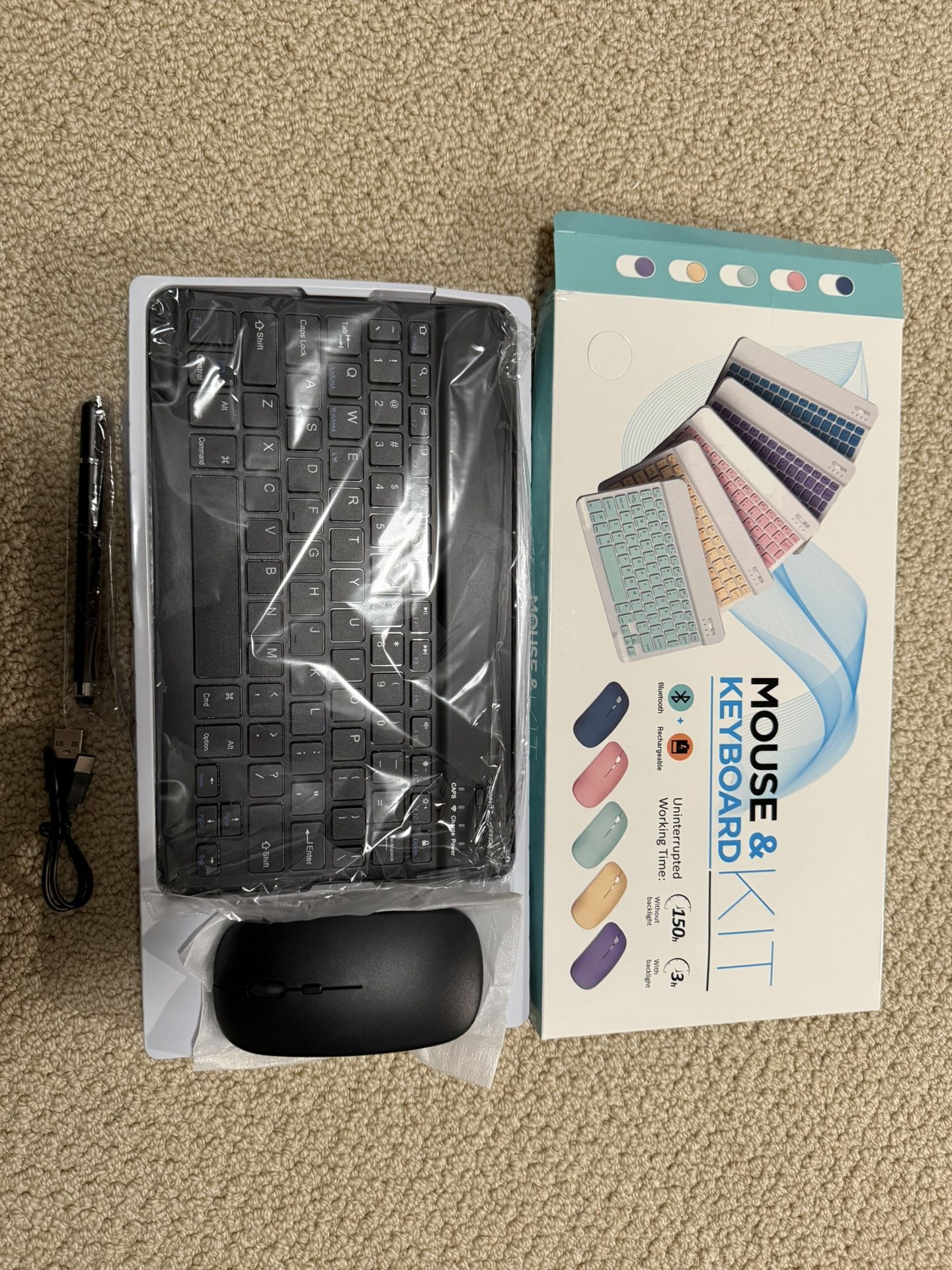 Bluetooth Keyboard and Mouse Combo,Ultra Slim Rechargeable Portable Wireless Keyboard Mouse Set Compact for Android Windows Tablet Cell Phone iPhone i