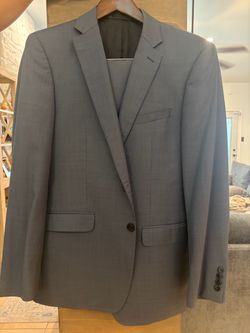 Calvin Klein Sharkskin Blue Slim Fit Suit - 44 Regular, 32 x 30 Pants
