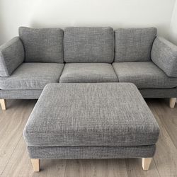 85"x35" gray sofa with ottoman