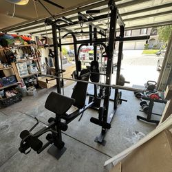 Vesta Fitness Smith Machine 1001 w/Bench Attachment | 245lb Cast Iron Olympic Weights | 7ft Olympic Bar | Fitness | Gym Equipment | FREE DELIVERY 🚚 