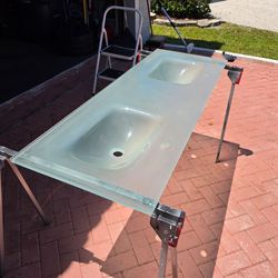 Beautiful 60" Glass Vanity Top