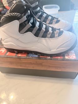Air Jordan 10 White and Steel Sneakers