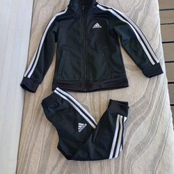 Adidas Kids Two Piece Active Jacket Pant Set Boys Size 4 Black White