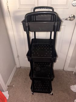4-Tier Rolling Utility Cart with Handle – Black