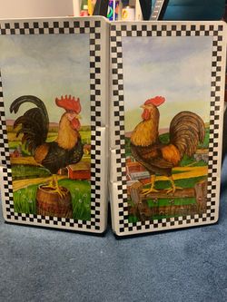 Rooster Farmhouse stove eye covers Set of 2