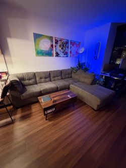 Gray Fabric Sectional Sofa with Chaise