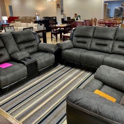 Earhart Slate Reclining Sofa And Lovesat Couch 