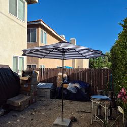 9” ft solar light market umbrella patio color: black and white base not included