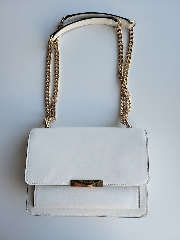 Michael Kors Jade Leather Bag in White Gold Hardware