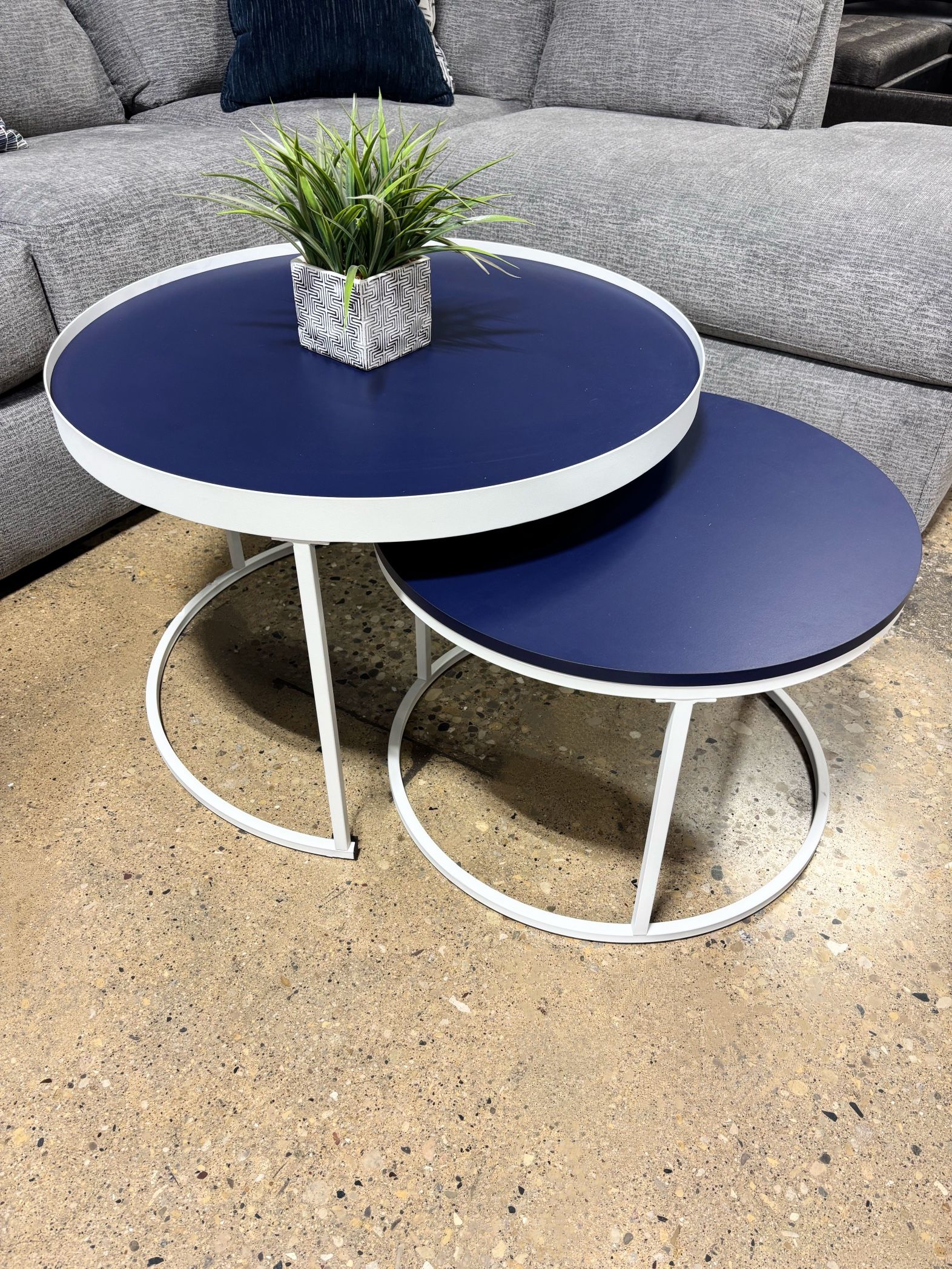 New Nesting Coffee Table Set Blue and White