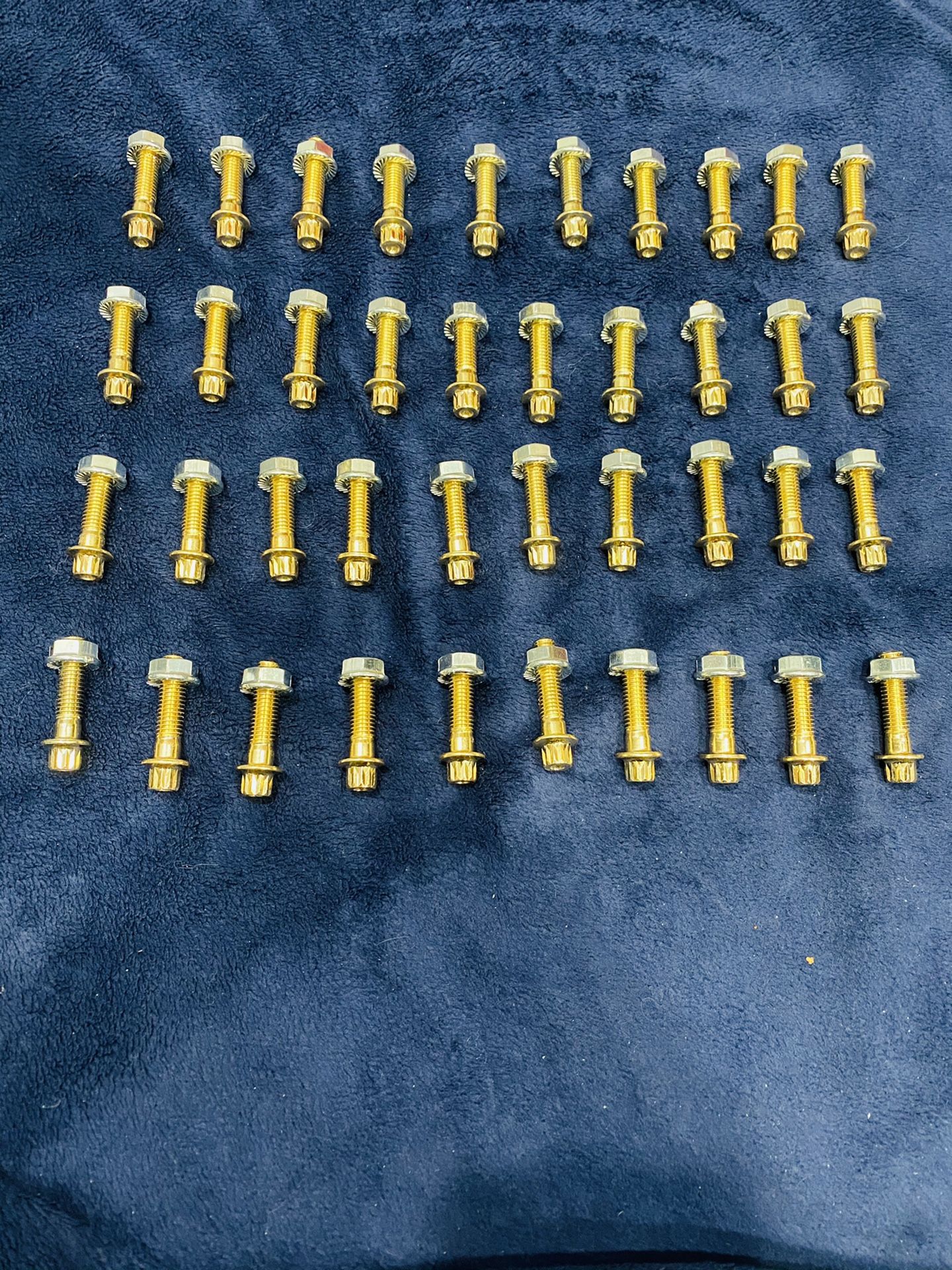 (40) 3 piece rim bolts 12point 8mx1.25 32mm gold black or chrome includes the nuts