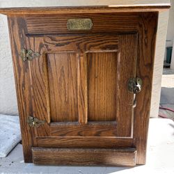 Vintage White Clad Oak Wood Ice Box Nightstand Cabinet Chest End Table