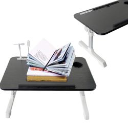 TENKI Foldable Lap Desk USB Folding Table Laptop Bed Tray Table, Portable & Adjustable Lap Desk for Laptop, Foldable Laptop Desk for Sofa, Bed, Couch,