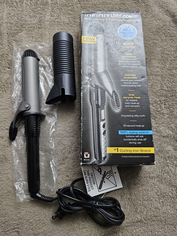 NEW!! Infiniti Pro by Conair Nano Tourmaline Ceramic Curling Iron; 1 1/2"... $20