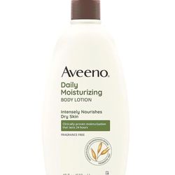 Aveeno Daily Moisturizing Body Lotion for Dry Skin with Prebiotic Oat, Fragrance & Paraben Free 18 Fl Oz