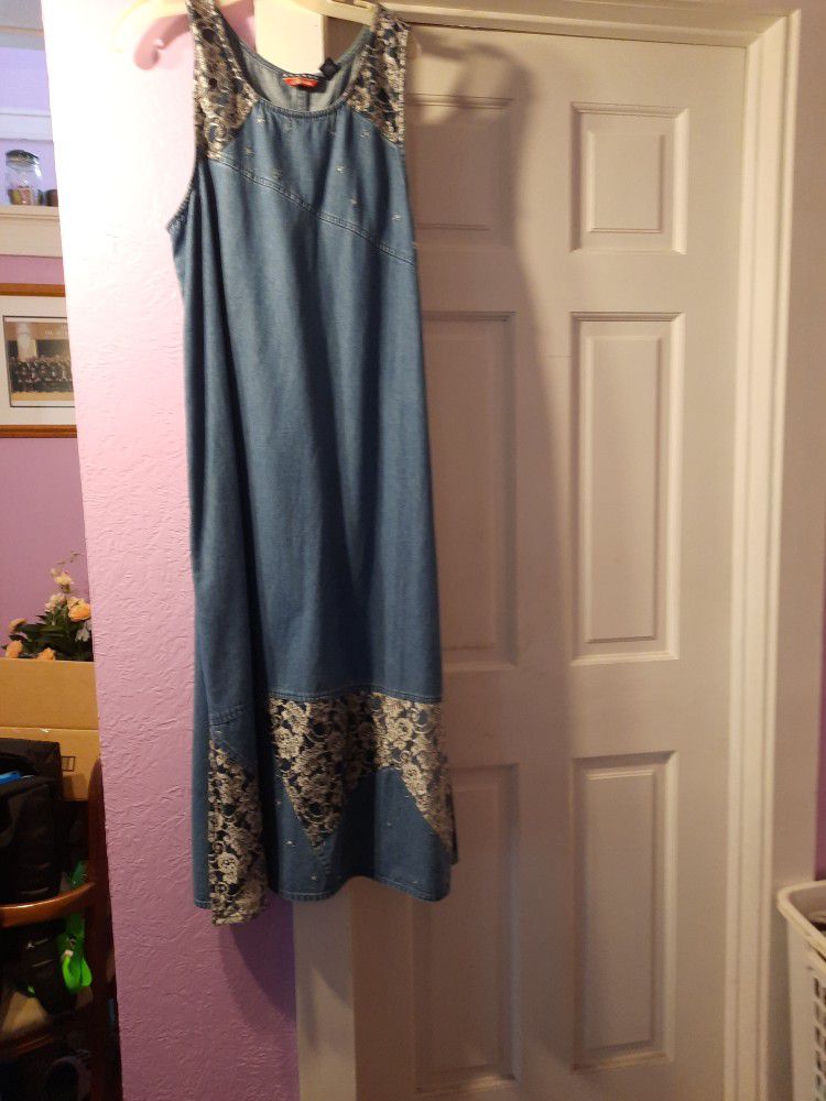 Ladies blue jean dress with jacket size large