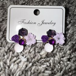 Purple Flower Earrings 