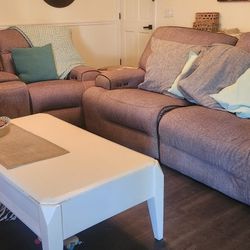 Sofa Loveseat Recling Set With Center Table