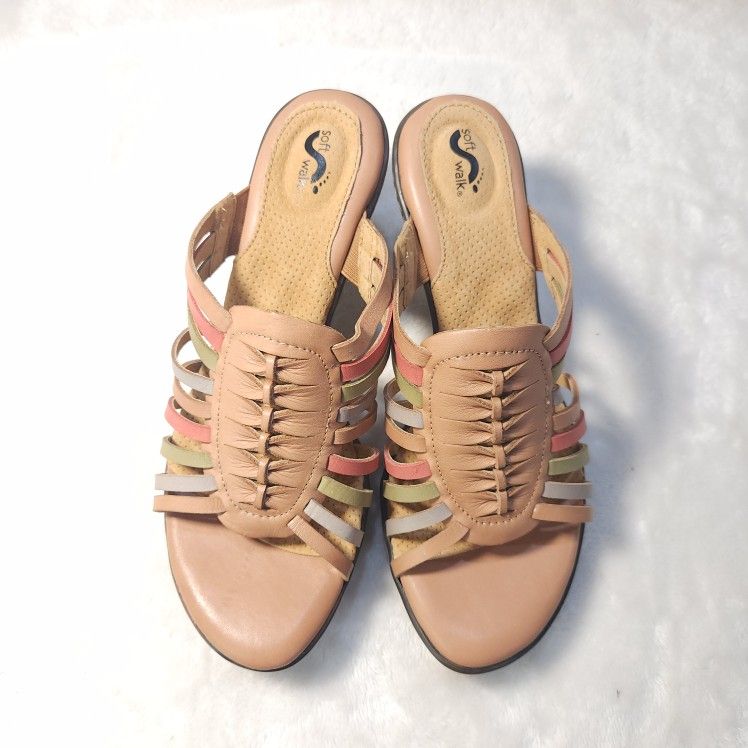 New Soft Walk Women's Leather Sandals Size 7.5-8