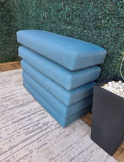 New Confortable Sunbrella Outdoor Bench Cushions - Blue