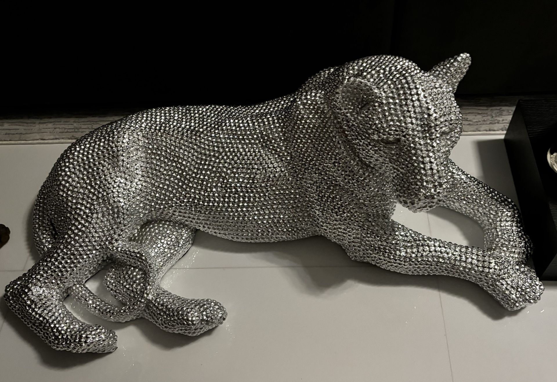 Silver Lion Sculpture