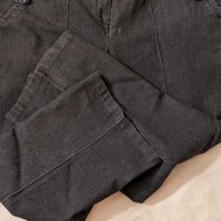 Womens Dressbarn Dark Gray Pants 18W, Pleated Legs, Buttoned Front Slash Pockets, 2 Rear, One On Right Missing Button, Belt Loops, 77% Cotton, 20%, Po