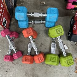 New pair of 3,5,8,10lb rubber dumbbells