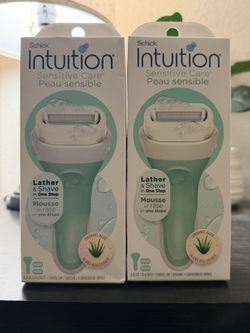 Schick Intuition Sensitive Care Women's Razor - 1 Razor Handle and 2 Refills: For Legs and Under Arm, Paraben-Free, Manual, 4 Blades