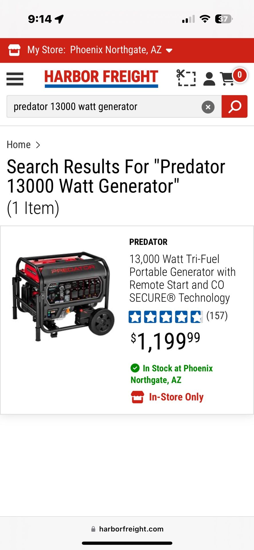 Predator 13,000 Watt generator