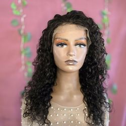 13x4 Lace Front Human  Hair Curly  18" Natural Black New