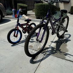 Mountain Girl Bike And Kid Spider Man Bike 