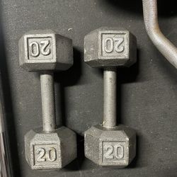 PAIR- CAP Barbell 20lb Cast Iron Hex Dumbbells