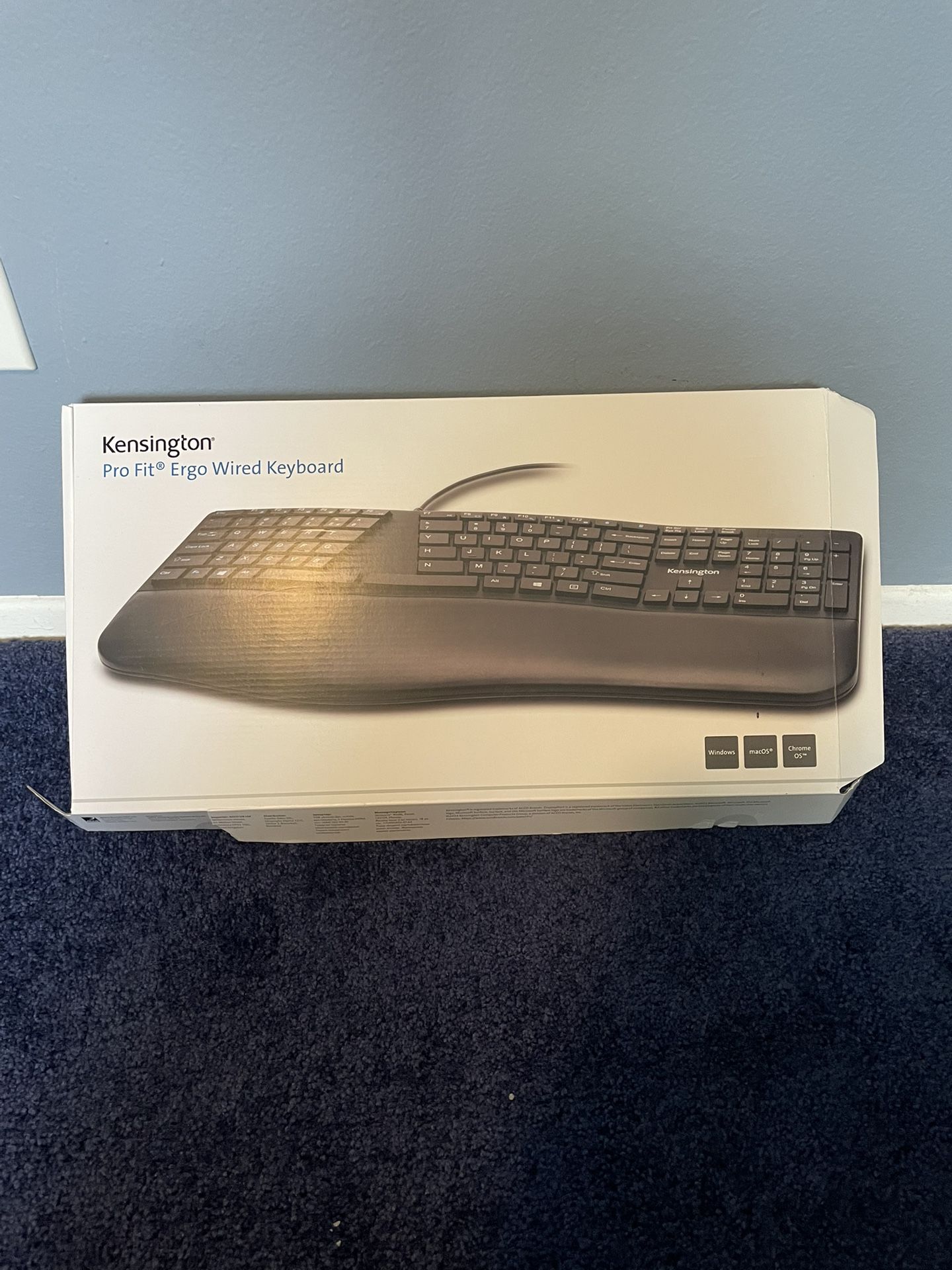 Kensington K75400US Pro Fit Ergo USB Wired Keyboard, New - Quiet Keys Split