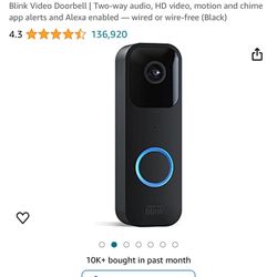 Blink Video Doorbell | Two-way audio, HD video, motion and chime app alerts and Alexa enabled — wired or wire-free (Black