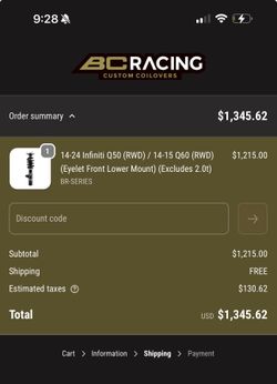 BC Racing Coilovers BR - Q50 Infiniti Rwd