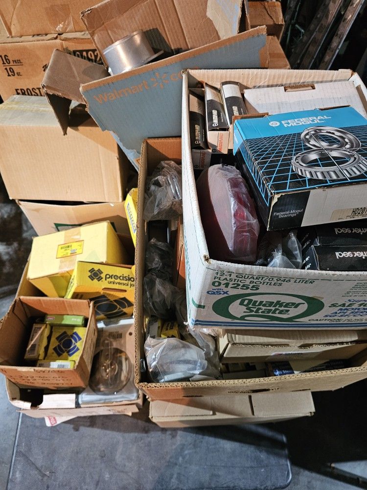 Big Lot Of Car/Truck Parts And Set Of Chrome Rims