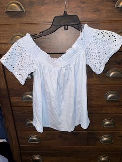White Off-Shoulder Eyelet Sleeve Top