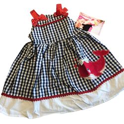 NWT 3T Nannette Blue Gingham Plaid w/ Whale Appliqué Aline Dress