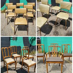 4 Sets Of Vintage Dining Chairs 