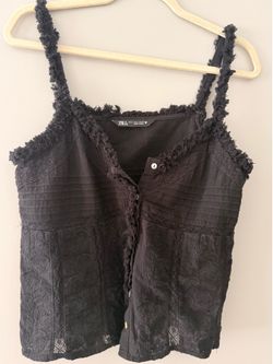 Cotton lace trim tank top