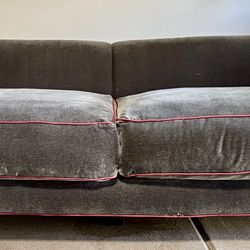 Modern Velvet Sofa w/ Contrast Piping | SHIPPING AVAILABLE*