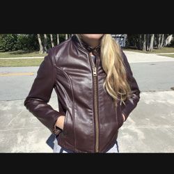 Burgundy Motorcycle Jacket Marked Down