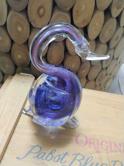 Vintage Murano Blue Glass Swan