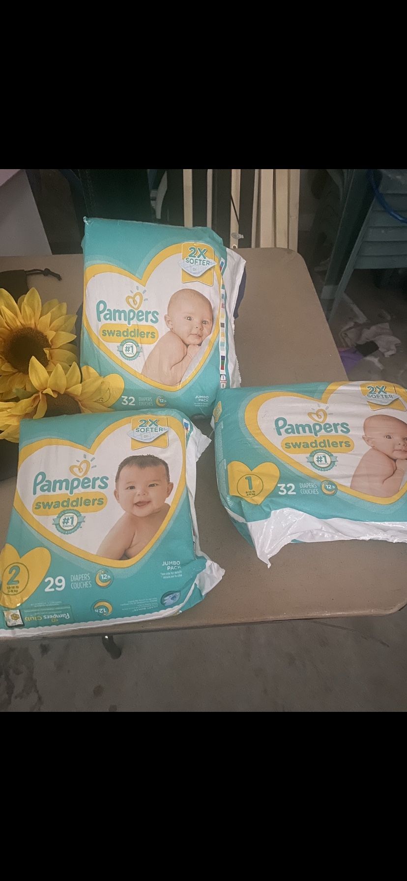 Brand New pampers Diapers 2 Are Size 1; 1 Is A Size 2;  $20 For All 3 