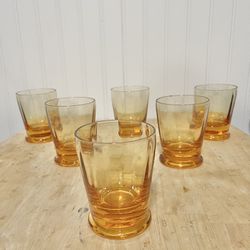 Set Of 6 Vintage Amber Cocktail Glasses