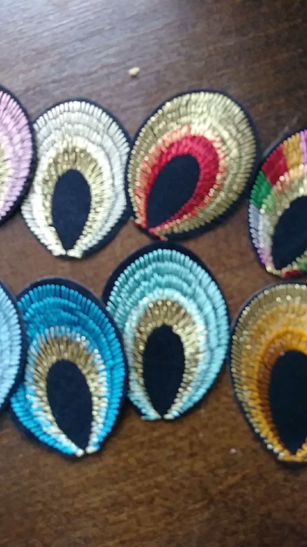 SET OF 8 PEACOCK FEATHER PATCHES