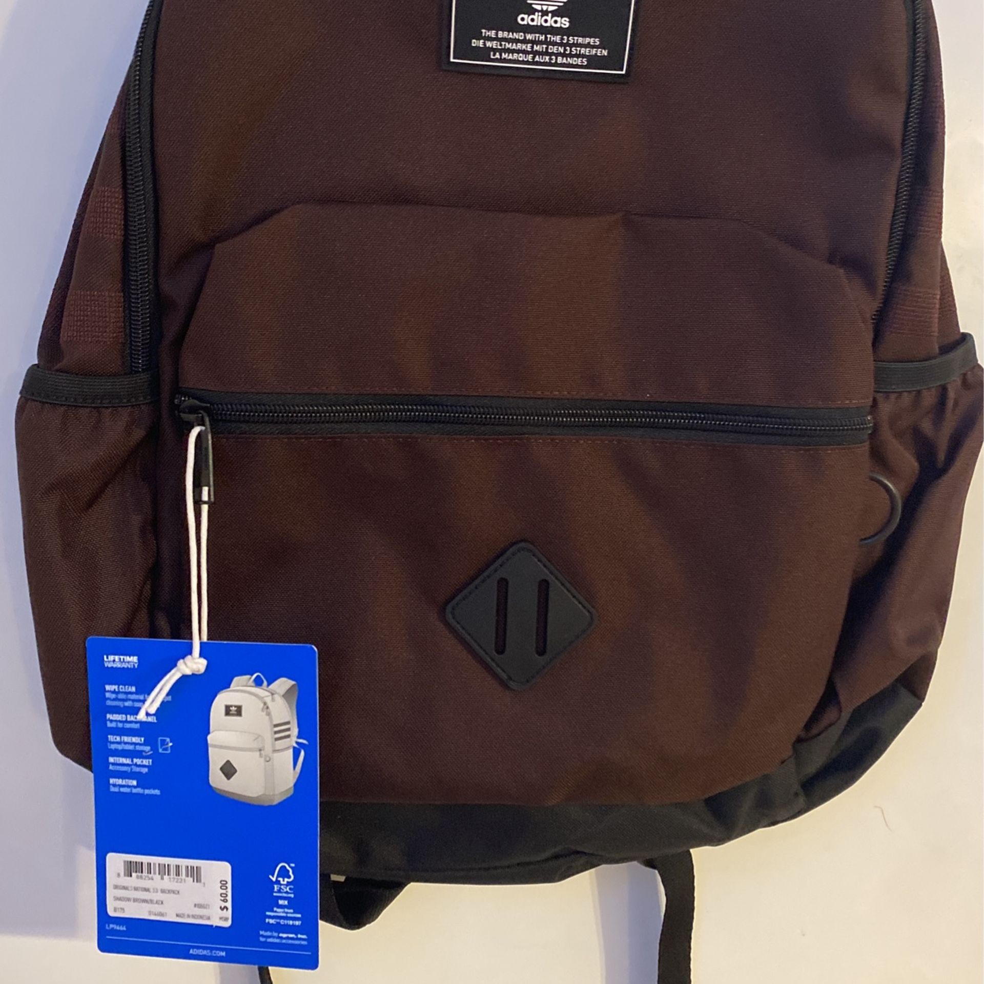 New Adidas Backpack Shadow Brown